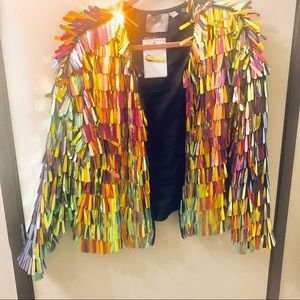 ASOS Design iridescent fringe sequin jacket